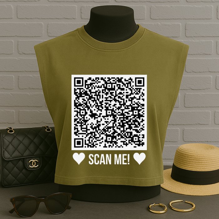 Scan Me! Qr Scan Me Original Proposal Engagement Gif Garment-Dyed Women's Muscle Tee