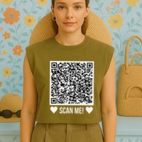 Scan Me! Qr Scan Me Original Proposal Engagement Gif Garment-Dyed Women's Muscle Tee