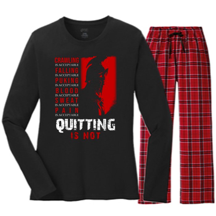 Spartan Motivational Quote Women's Long Sleeve Flannel Pajama Set 