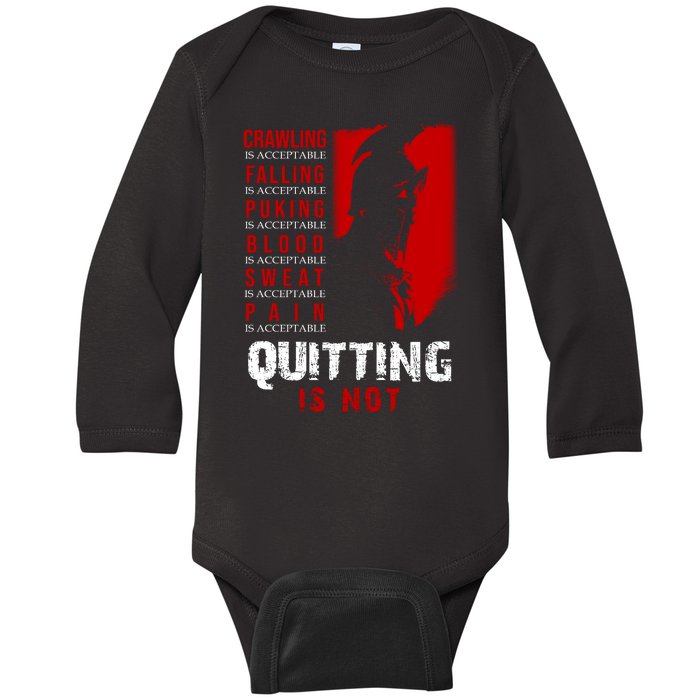 Spartan Motivational Quote Baby Long Sleeve Bodysuit