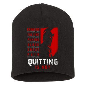 Spartan Motivational Quote Short Acrylic Beanie