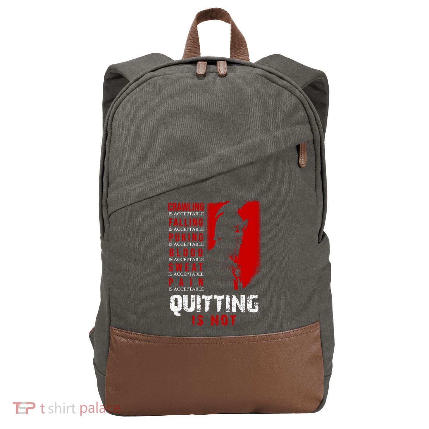 Spartan Motivational Quote Cotton Canvas Backpack