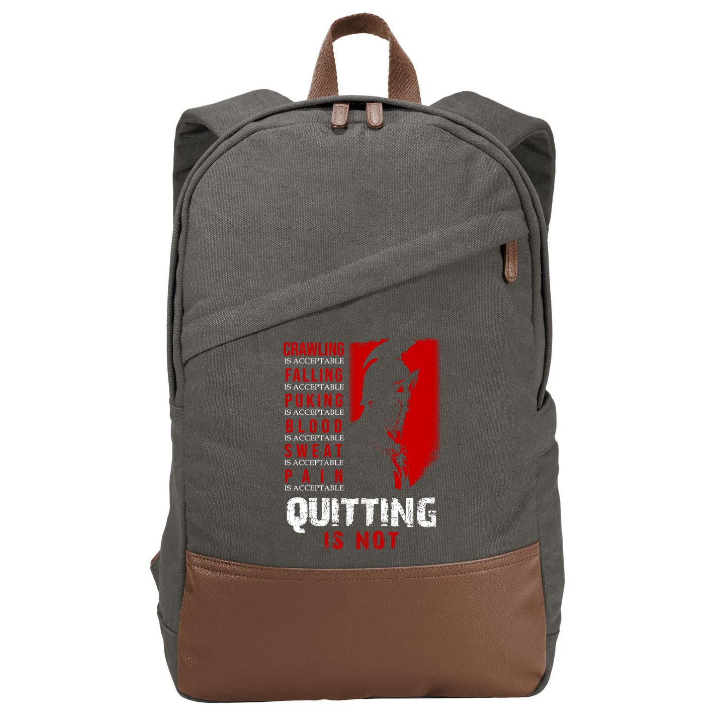Spartan Motivational Quote Cotton Canvas Backpack