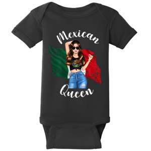 Sexy Mexican Queen Mexico Flag Young Woman Sassy Cute Baby Bodysuit