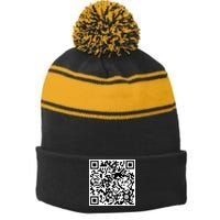 Scan Me QR Code Jesus Loves You Funny Christian  Stripe Pom Pom Beanie