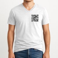 Scan Me QR Code Jesus Loves You Funny Christian  V-Neck T-Shirt