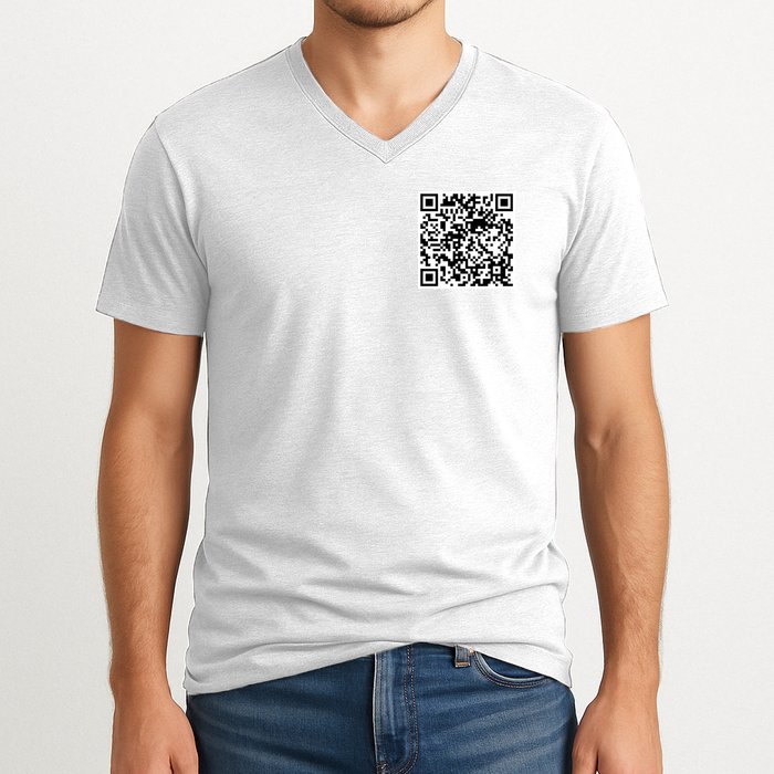 Scan Me QR Code Jesus Loves You Funny Christian  V-Neck T-Shirt