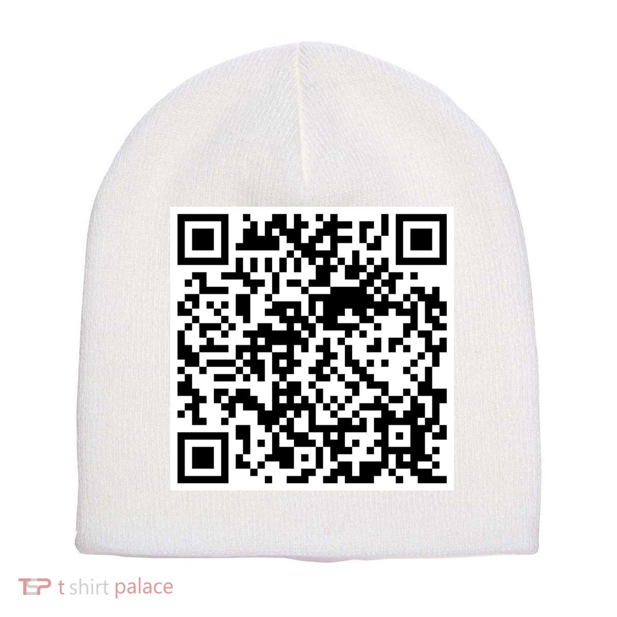 Scan Me QR Code Jesus Loves You Funny Christian  Short Acrylic Beanie
