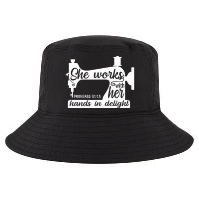 Sewing Machine Quilting Crocheting Faith Jesus God Bible Cool Comfort Performance Bucket Hat