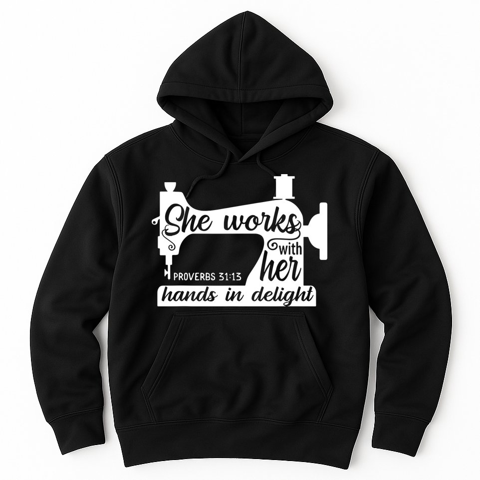 Sewing Machine Quilting Crocheting Faith Jesus God Bible Hoodie
