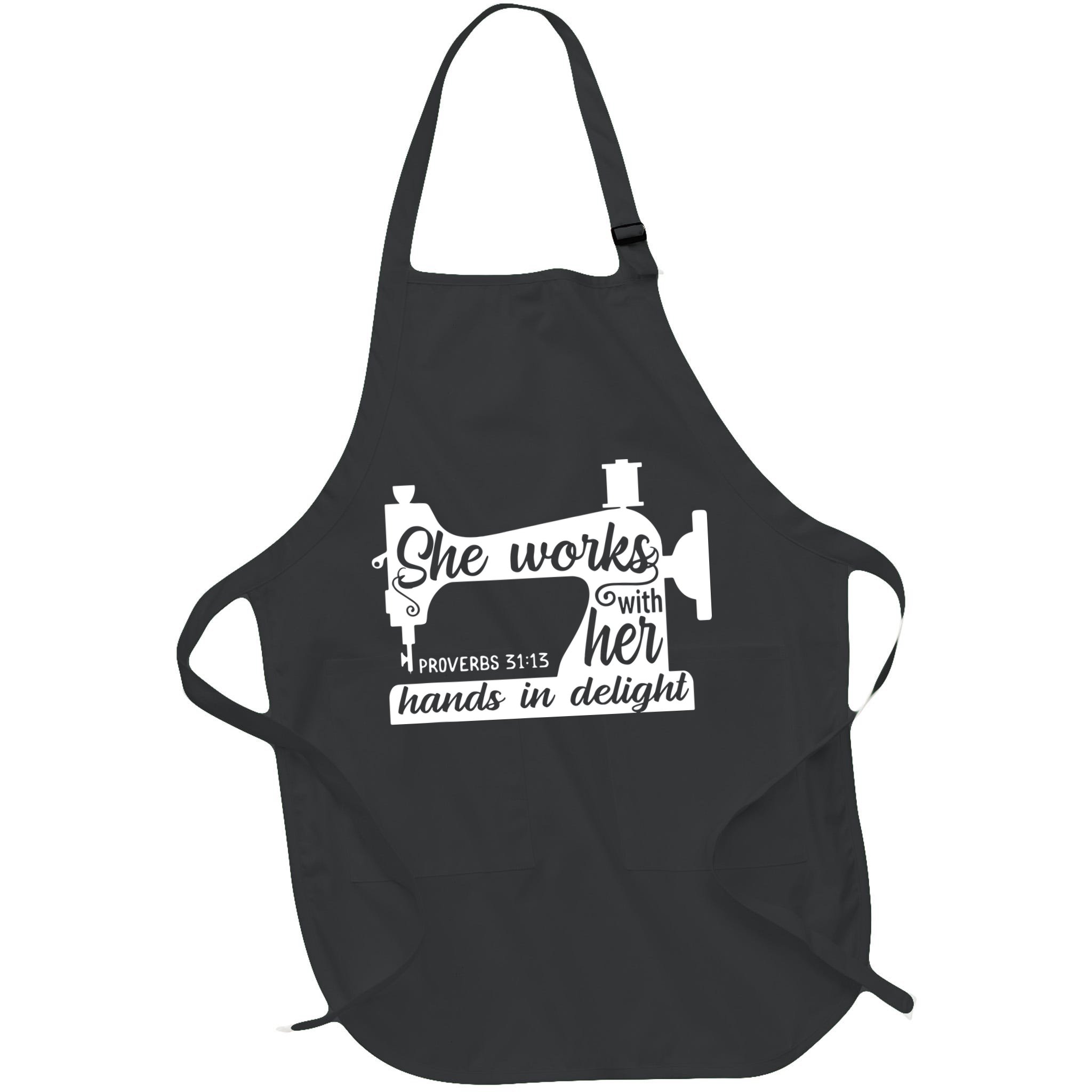 Sewing Machine Quilting Crocheting Faith Jesus God Bible Apron