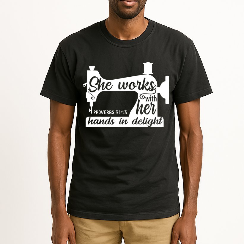 Sewing Machine Quilting Crocheting Faith Jesus God Bible Tall T-Shirt