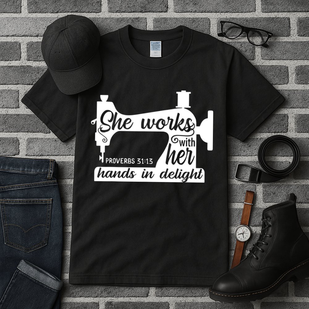 Sewing Machine Quilting Crocheting Faith Jesus God Bible Tall T-Shirt