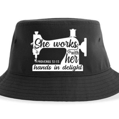 Sewing Machine Quilting Crocheting Faith Jesus God Bible Sustainable Bucket Hat