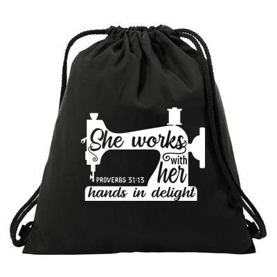 Sewing Machine Quilting Crocheting Faith Jesus God Bible Drawstring Bag