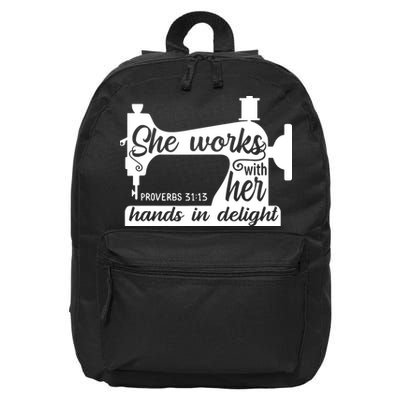 Sewing Machine Quilting Crocheting Faith Jesus God Bible 16 in Basic Backpack