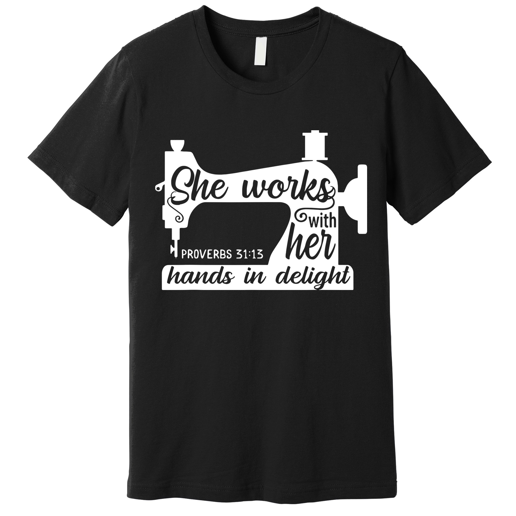 Sewing Machine Quilting Crocheting Faith Jesus God Bible Premium T-Shirt