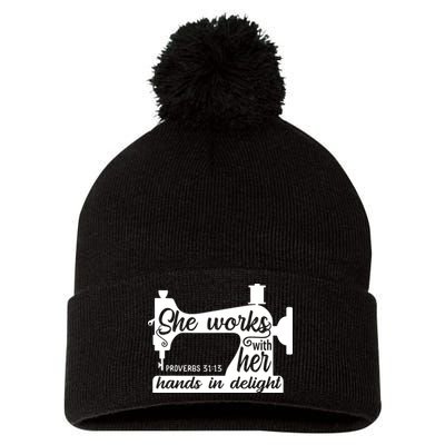 Sewing Machine Quilting Crocheting Faith Jesus God Bible Pom Pom 12in Knit Beanie