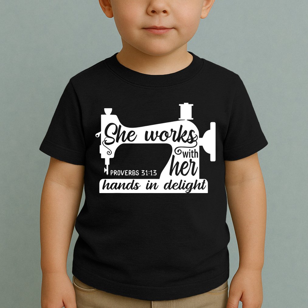 Sewing Machine Quilting Crocheting Faith Jesus God Bible Toddler T-Shirt