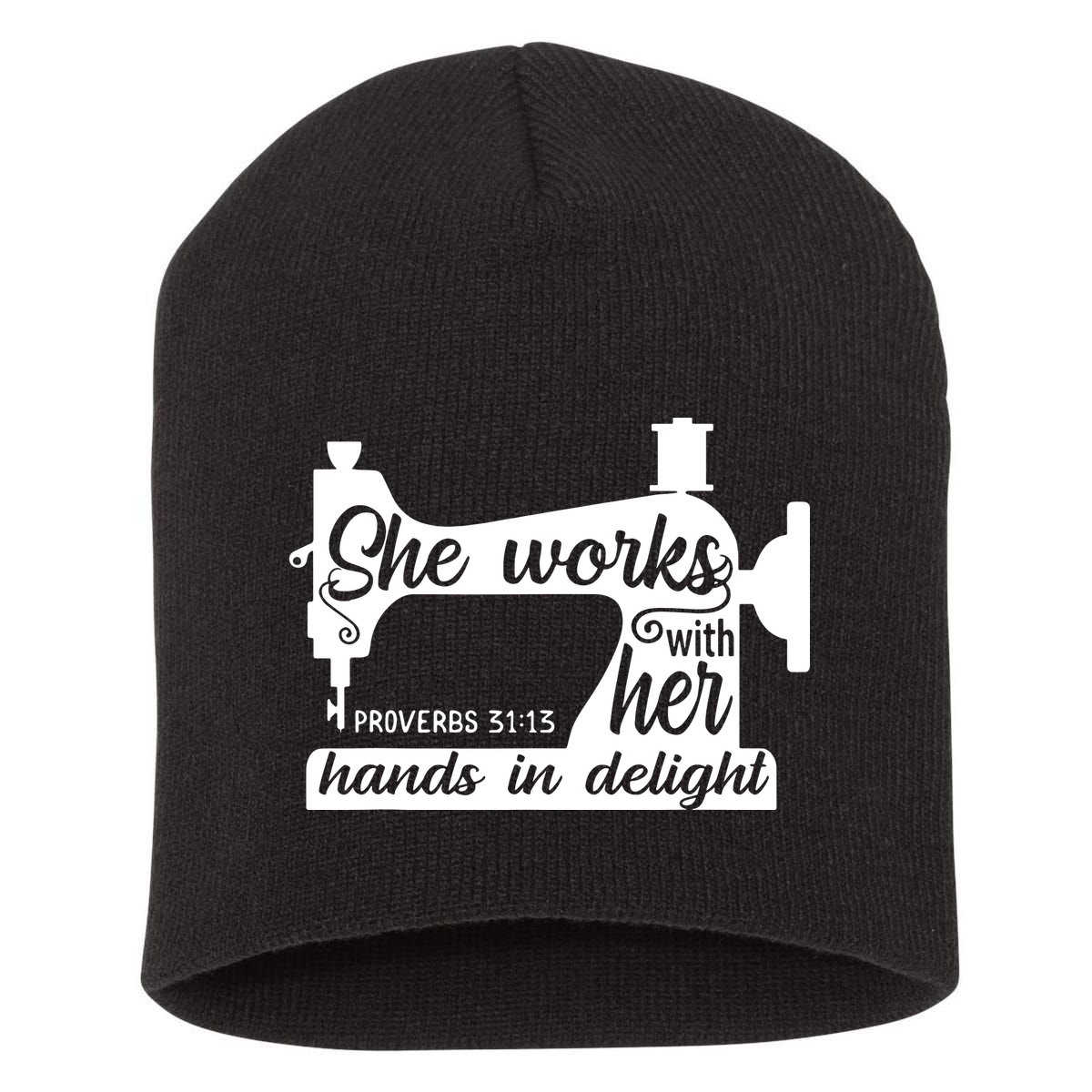 Sewing Machine Quilting Crocheting Faith Jesus God Bible Short Acrylic Beanie