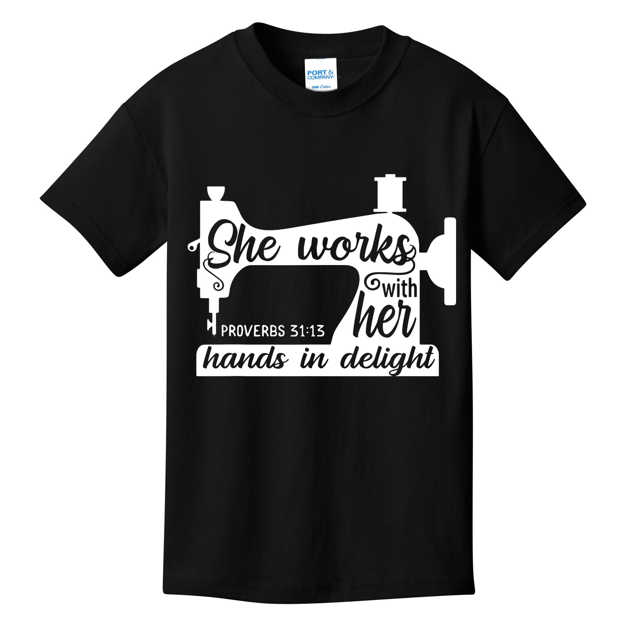 Sewing Machine Quilting Crocheting Faith Jesus God Bible Kids T-Shirt
