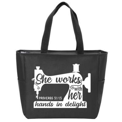 Sewing Machine Quilting Crocheting Faith Jesus God Bible Zip Tote Bag