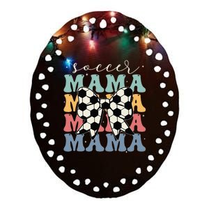 Soccer Mama Retro Groovy Soccer Softball Mom Ceramic Oval Ornament