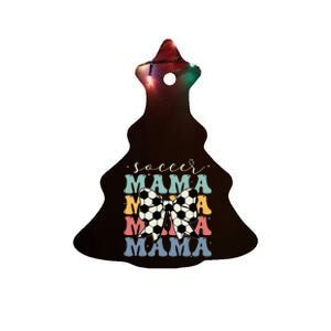 Soccer Mama Retro Groovy Soccer Softball Mom Ceramic Tree Ornament