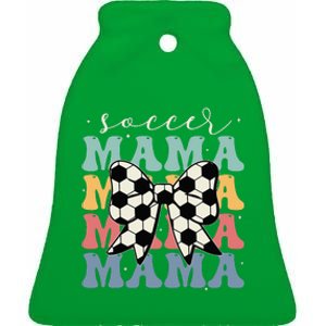 Soccer Mama Retro Groovy Soccer Softball Mom Ceramic Bell Ornament