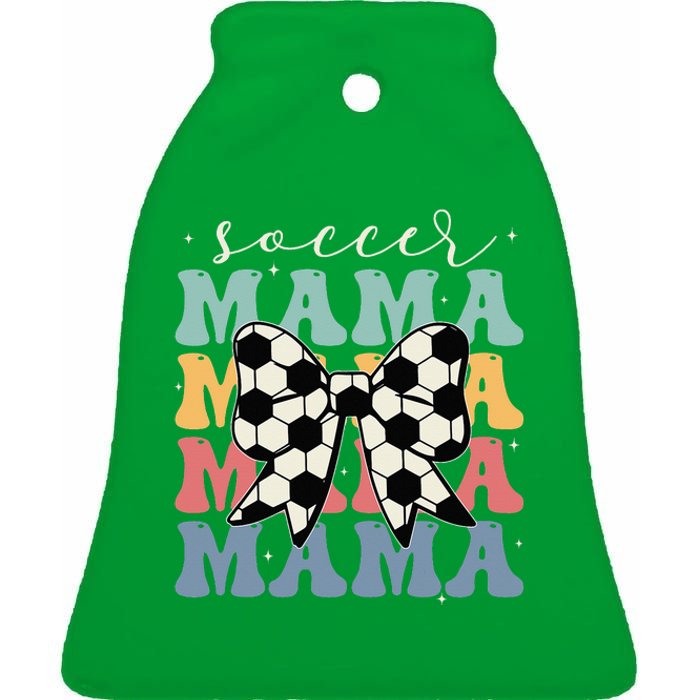 Soccer Mama Retro Groovy Soccer Softball Mom Ceramic Bell Ornament