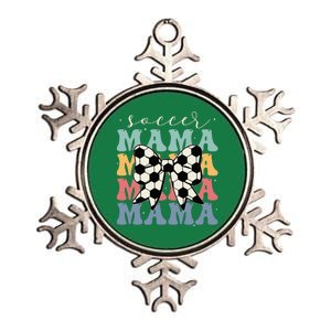 Soccer Mama Retro Groovy Soccer Softball Mom Metallic Star Ornament