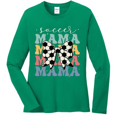 Soccer Mama Retro Groovy Soccer Softball Mom Ladies Long Sleeve Shirt