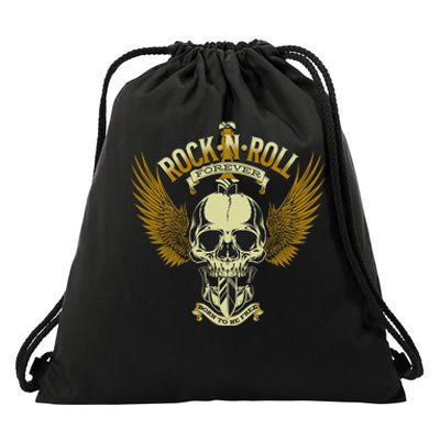 Skull Music Rock Heavy Metal Wings Drawstring Bag