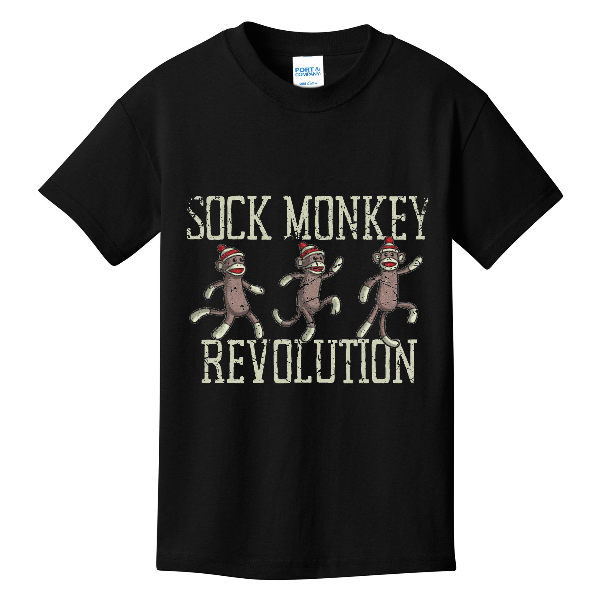 Sock Monkey Revolution Vintage Distressed Kids T-Shirt