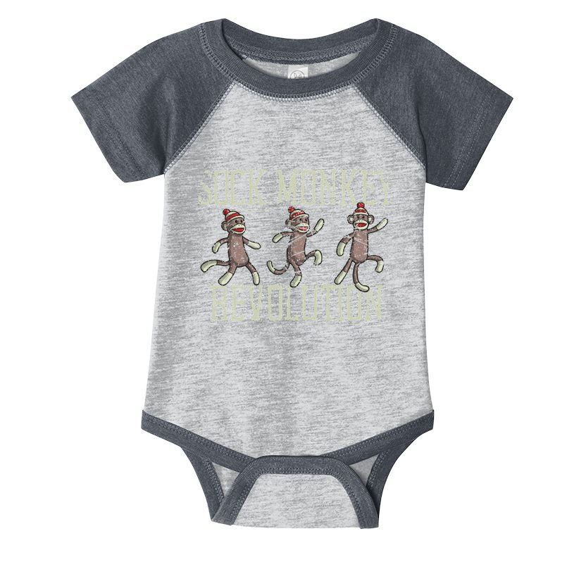 Sock Monkey Revolution Vintage Distressed Infant Baby Jersey Bodysuit