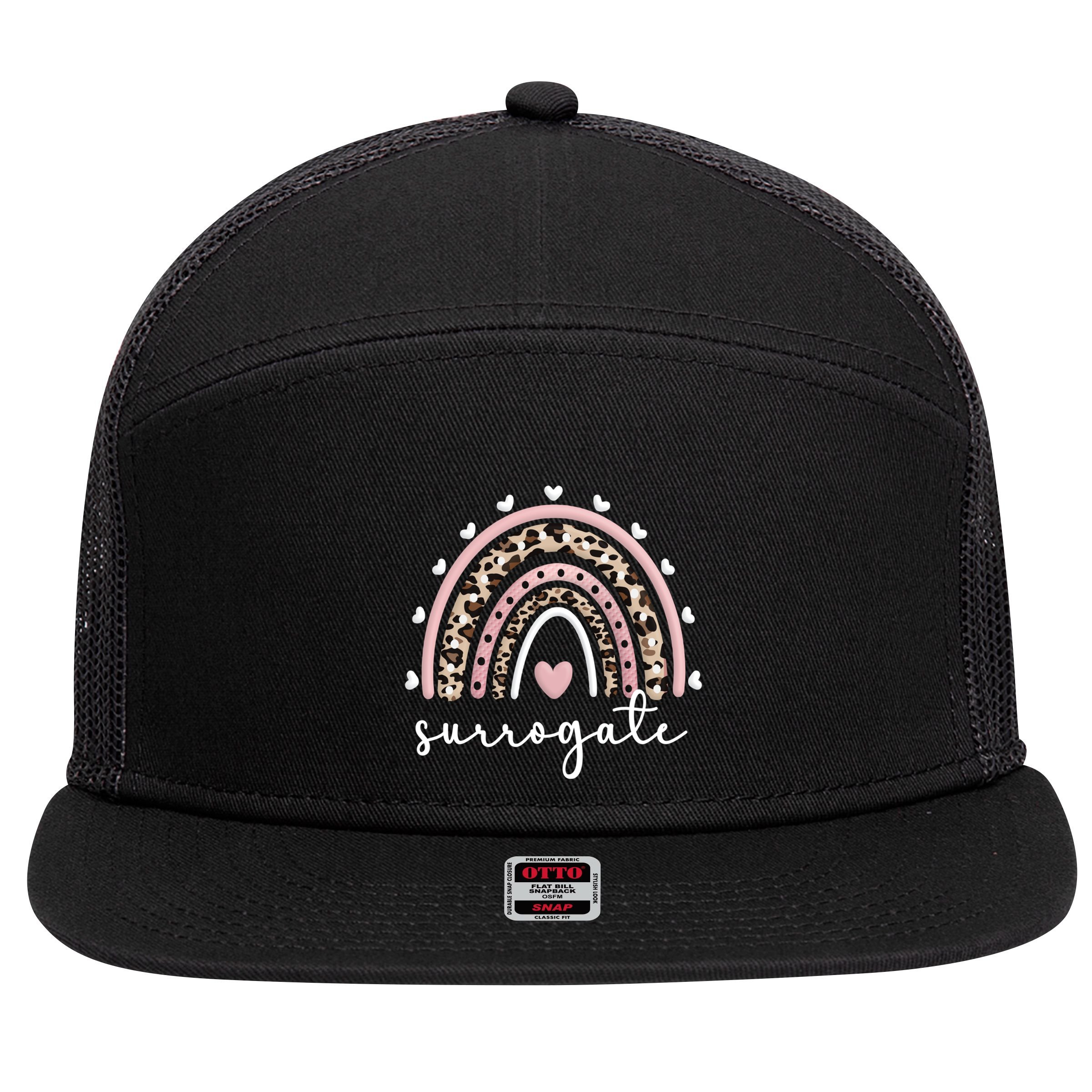 Surro Mama Rainbow Surrogate Mother Gestational Carrier Funny Gift 7 Panel Mesh Trucker Snapback Hat