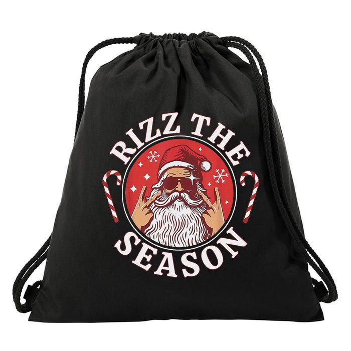 Santa Merry Rizz Mas Middle School Christmas Rizz The Season Drawstring Bag