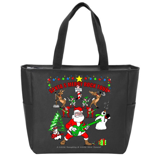 Santa's Merry Rock Tour Christmas Party Zip Tote Bag