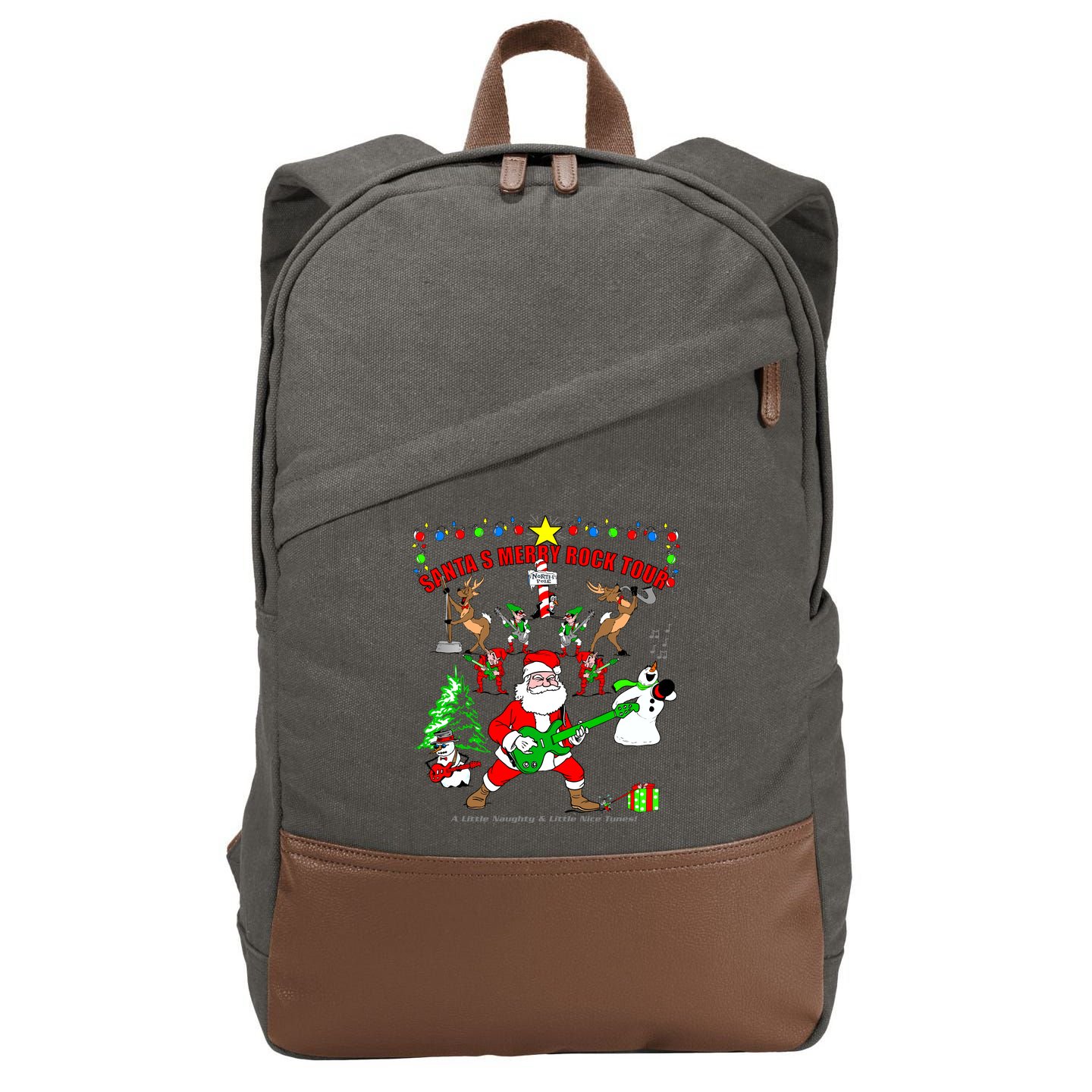 Santa's Merry Rock Tour Christmas Party Cotton Canvas Backpack