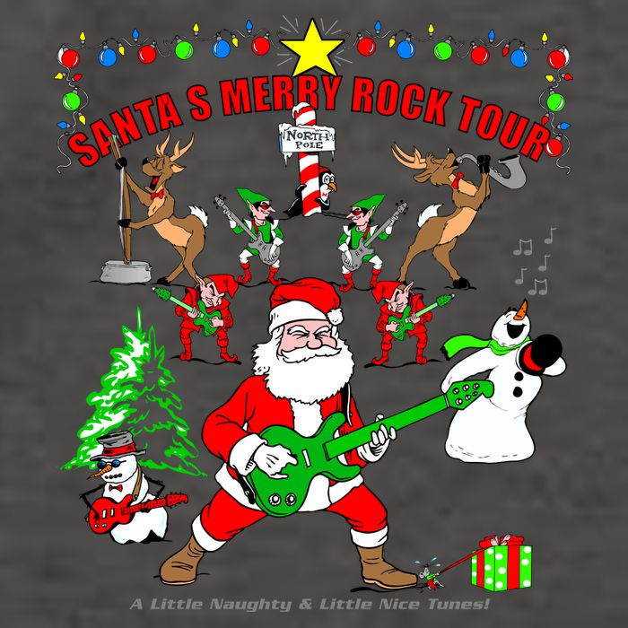 Santa's Merry Rock Tour Christmas Party Vector Backpack
