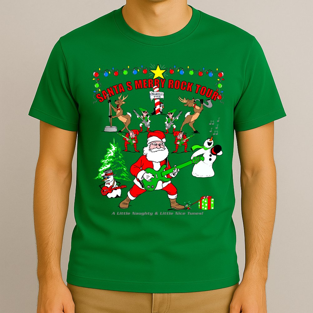 Santa's Merry Rock Tour Christmas Party T-Shirt
