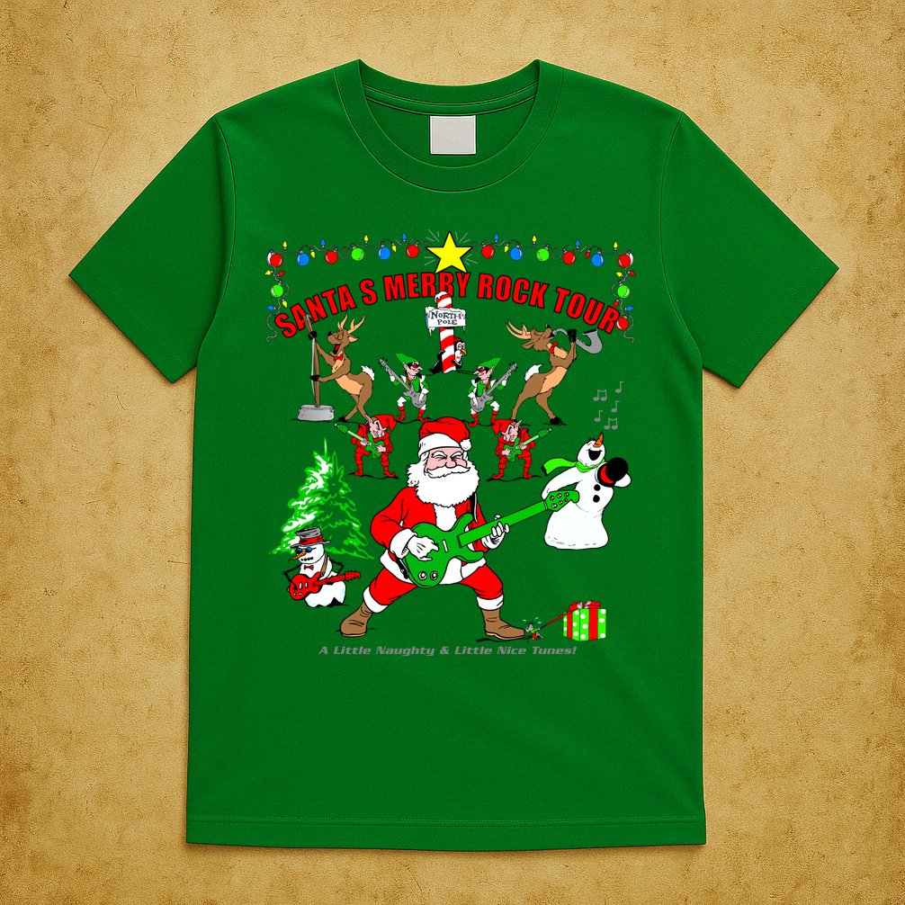 Santa's Merry Rock Tour Christmas Party T-Shirt