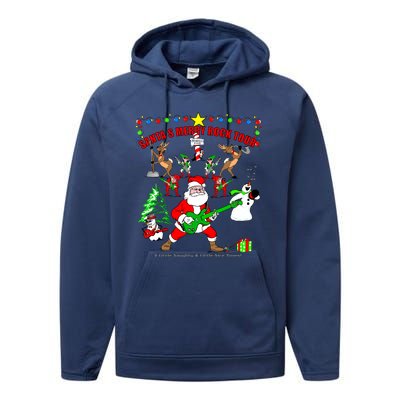 Santa's Merry Rock Tour Christmas Party Performance Fleece Hoodie