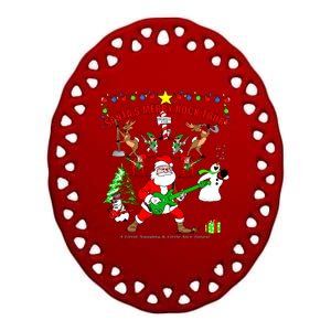 Santa's Merry Rock Tour Christmas Party Ceramic Oval Ornament