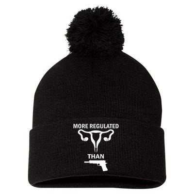 Sarcastic More Regulated Than Feminist Statement Pom Pom 12in Knit Beanie