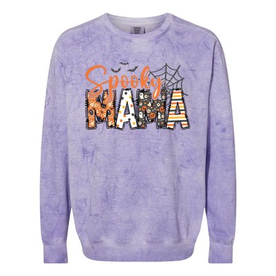 Spooky Mama Retro Halloween For Mother Colorblast Crewneck Sweatshirt