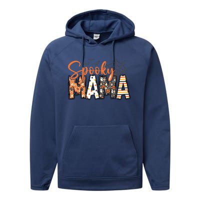 Spooky Mama Retro Halloween For Mother Performance Fleece Hoodie