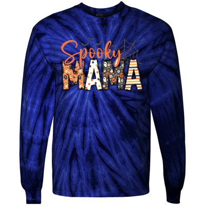 Spooky Mama Retro Halloween For Mother Tie-Dye Long Sleeve Shirt