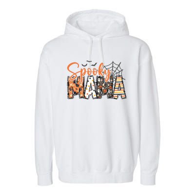 Spooky Mama Retro Halloween For Mother Garment-Dyed Fleece Hoodie