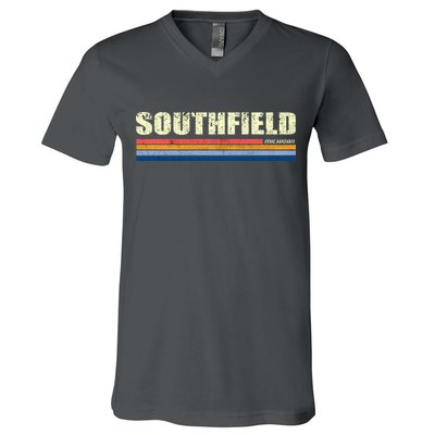 Southfield Michigan Retro V-Neck T-Shirt